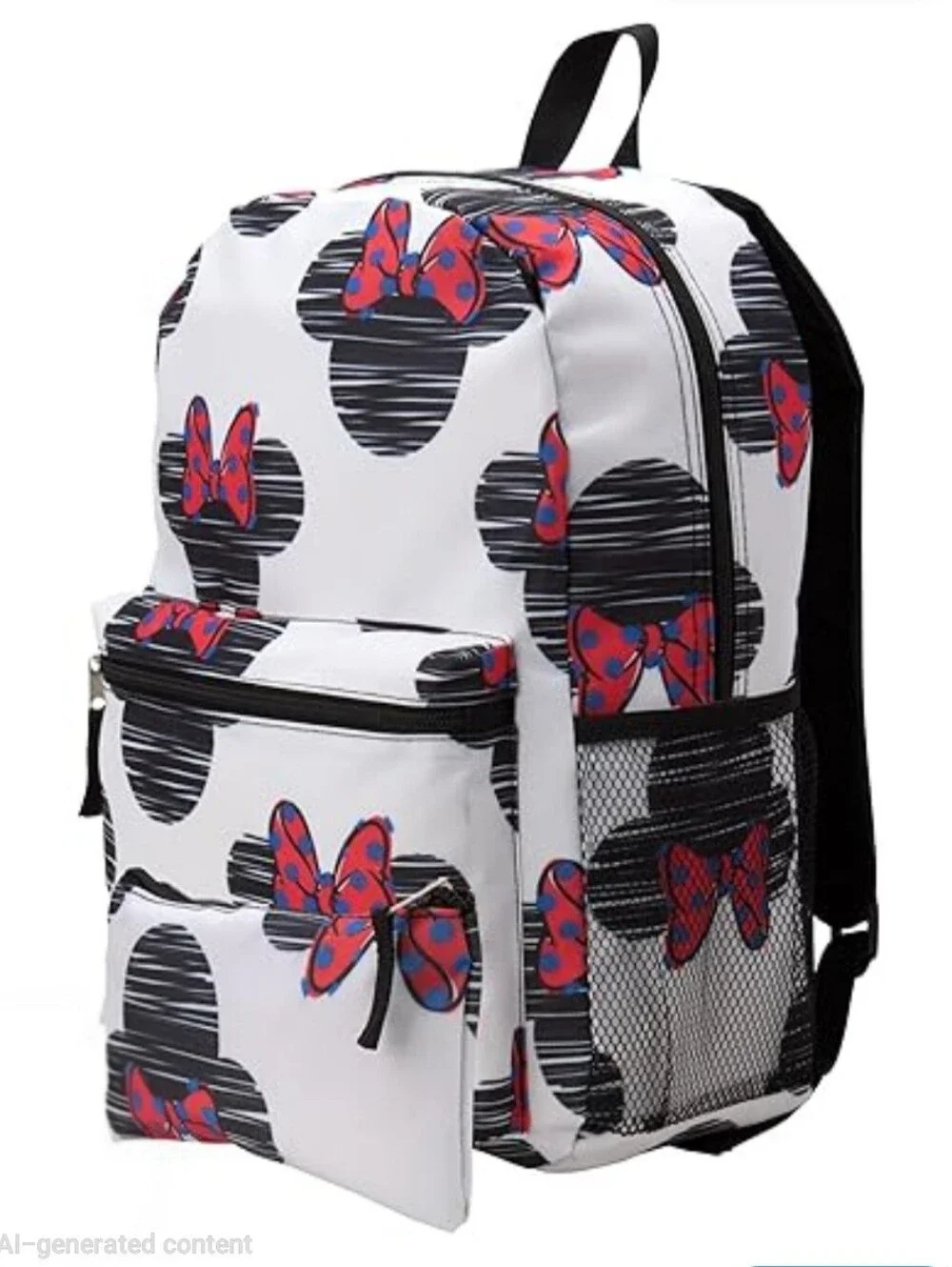 Disney White Kids Backpack with Red Bow Minnie Mouse Print. NWT